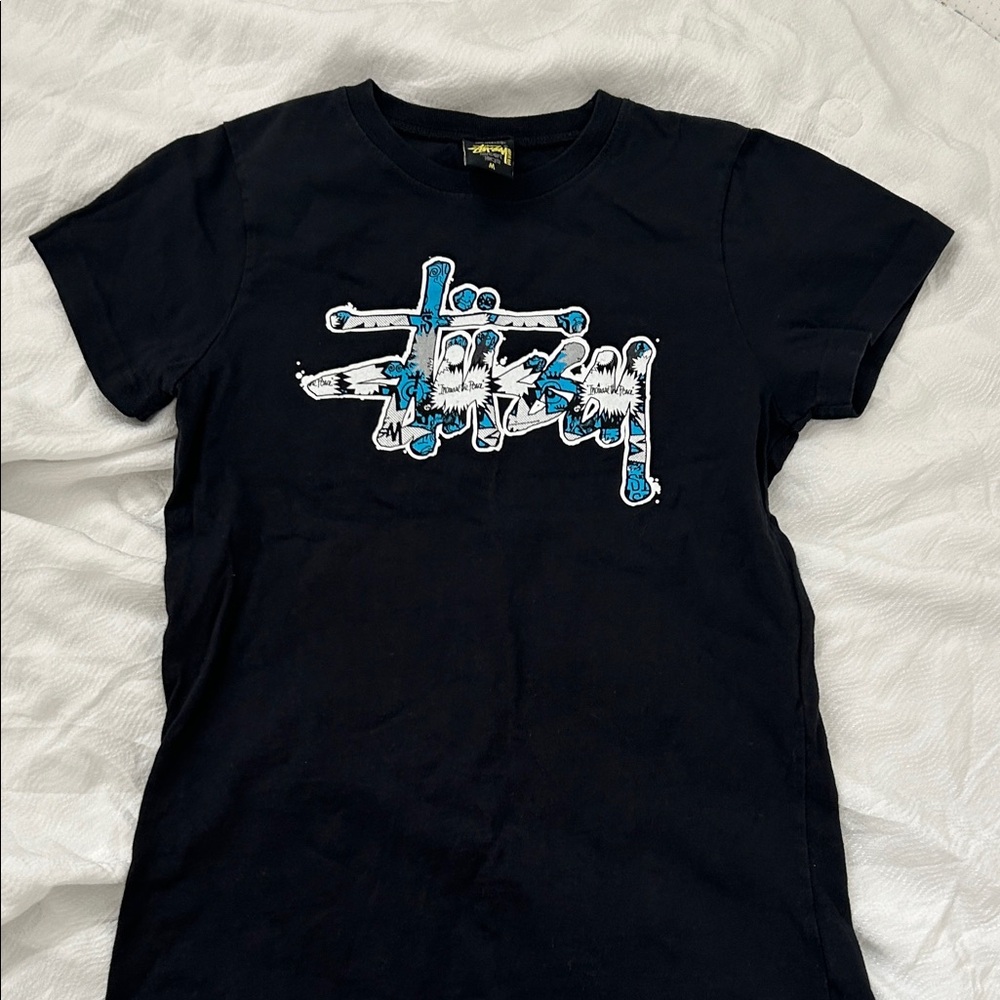 Stussy Kids Black Graphic Tee(kids size 8)